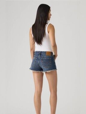 Levi's Dark Blue Denim Cutoff Shorts with Frayed Hem